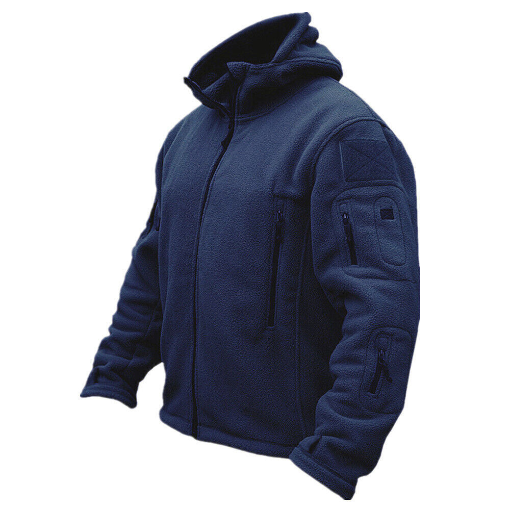 Men Casual Coat Tactical Recon Fleece Jacket Full Zip Army Hoodie Combat Hoody