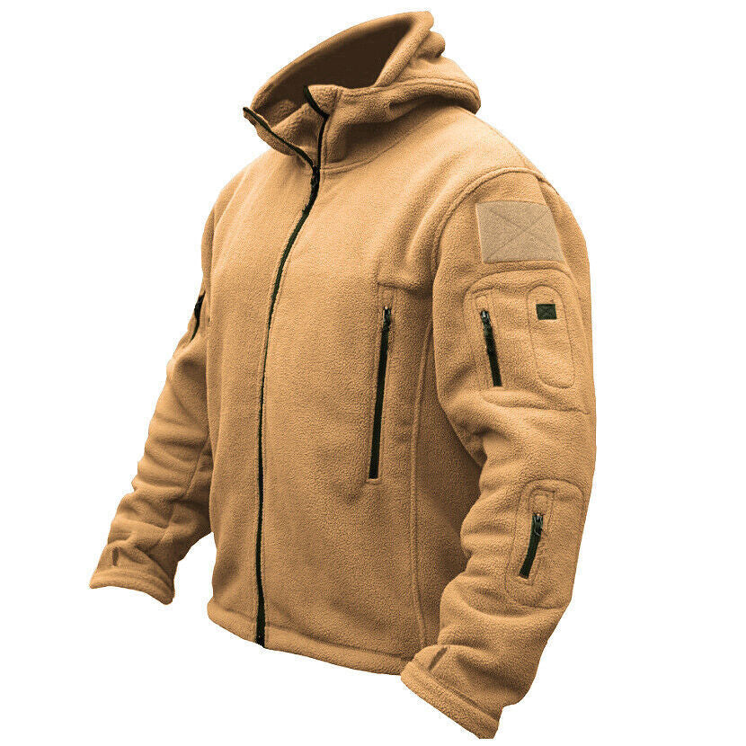 Men Casual Coat Tactical Recon Fleece Jacket Full Zip Army Hoodie Combat Hoody